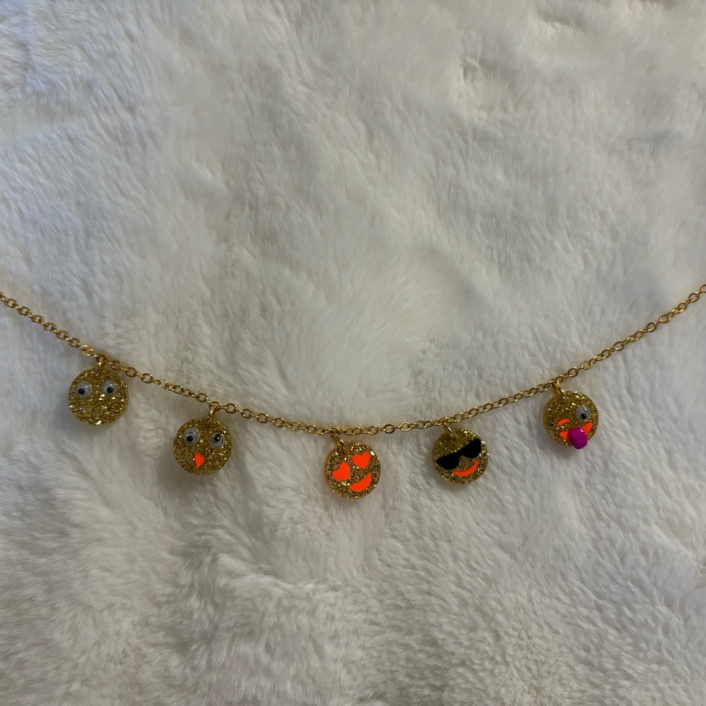 Crewcuts sparkle emoji girls necklace